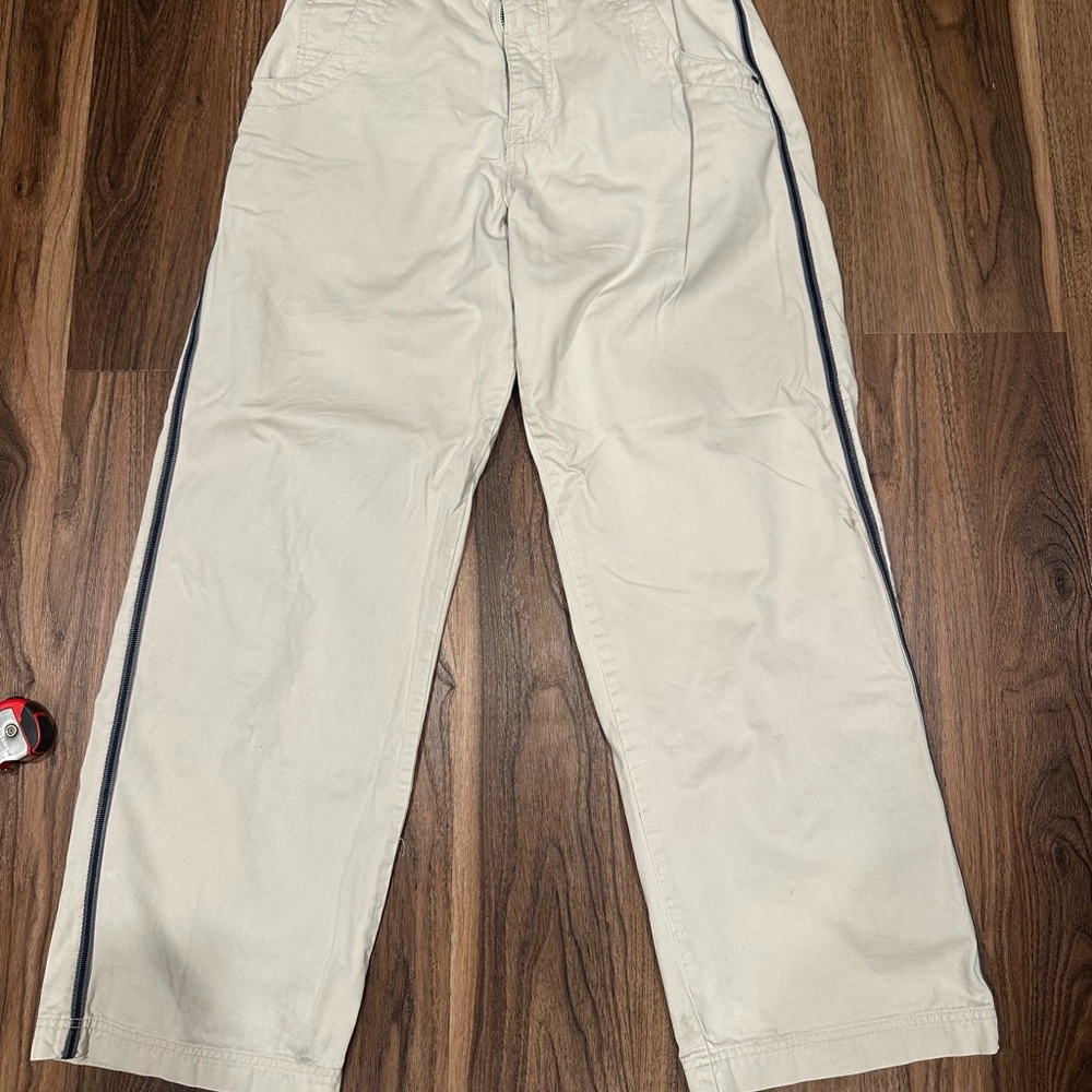 Men's Cream Pants with Black Stripe